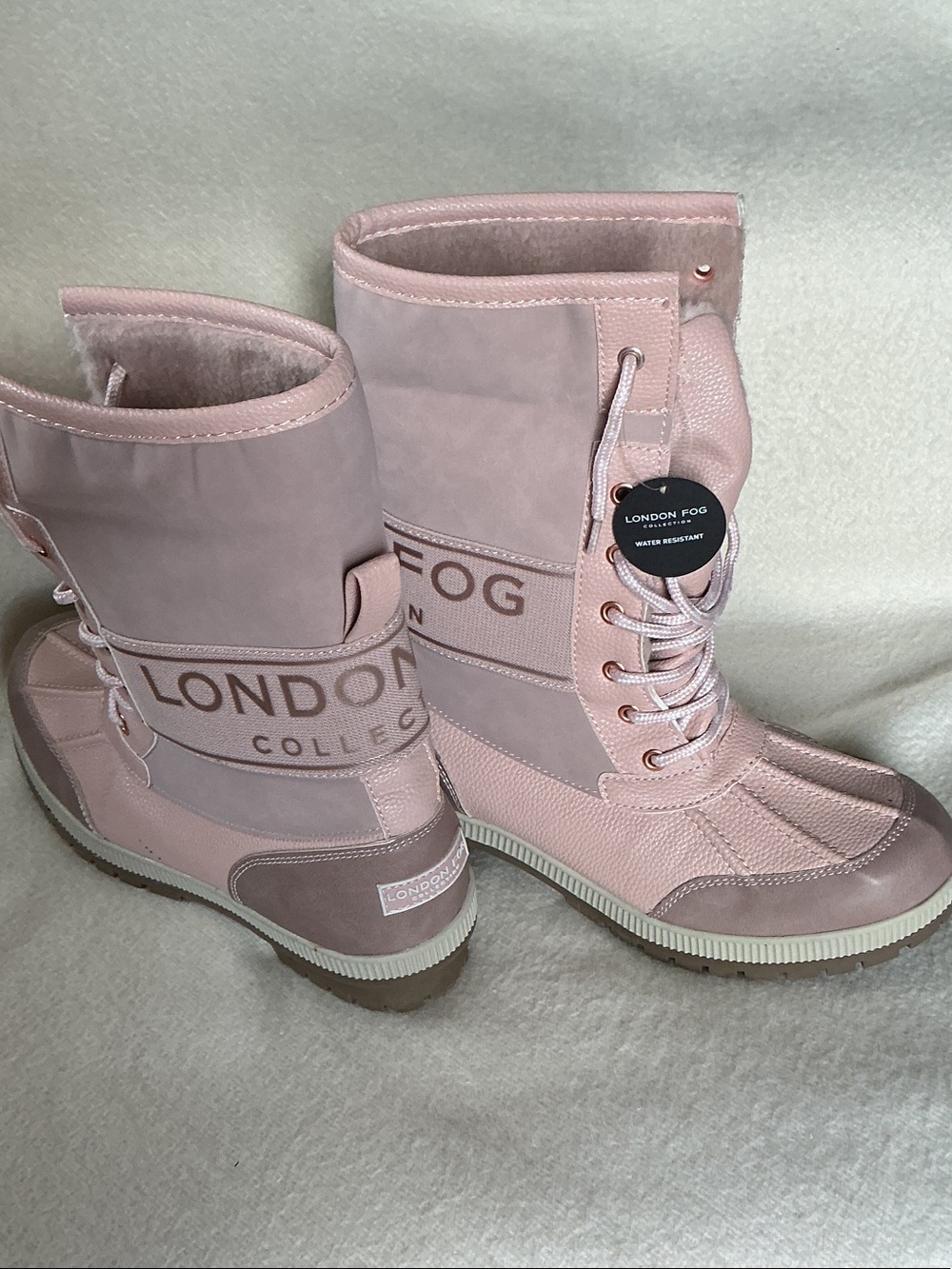 London Fog Women's Blush Pink Lace-Up Winter Boots